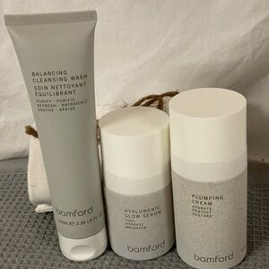 Bamford skincare: Balancing Cleansing ,Glow Serum, Plumping Cream.